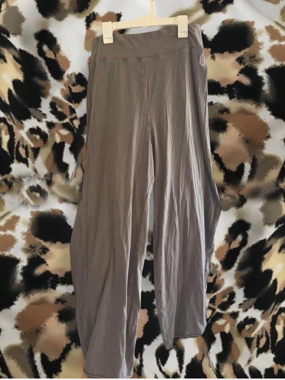 Free People Wide-Leg Lounge Pants in Taupe Gray